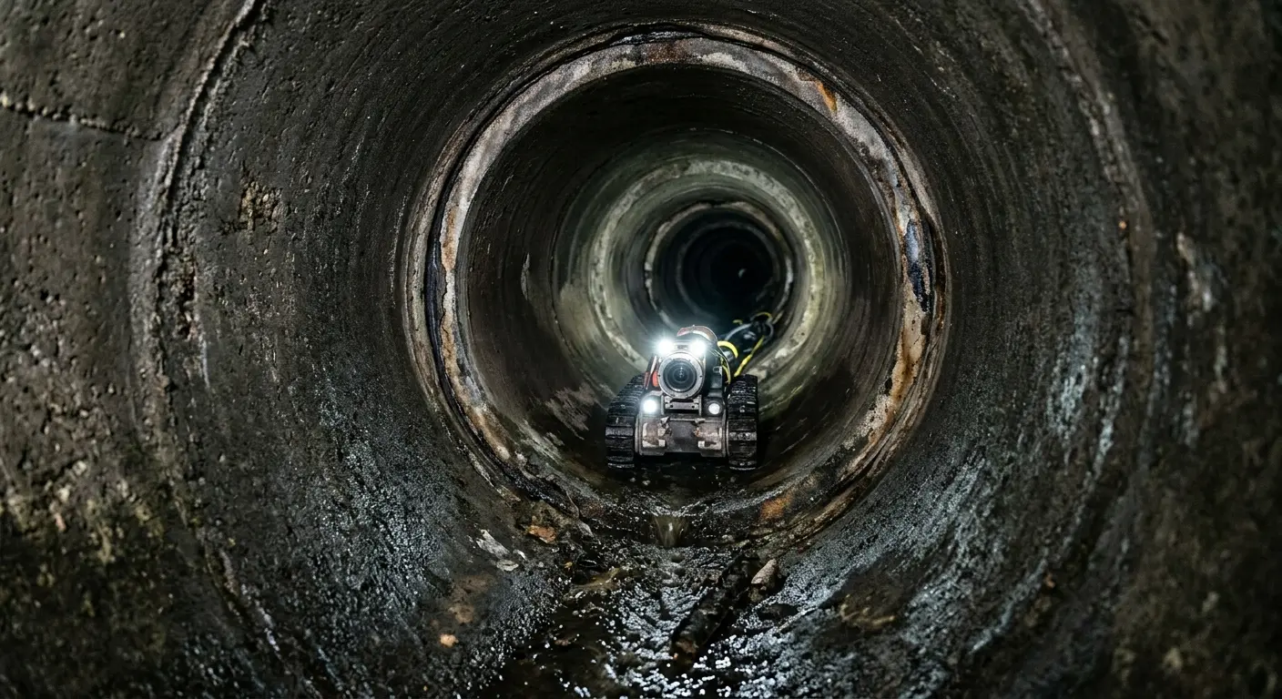 Robotic sewer camera inspecting pipe interior for Sewer Line Repair in Turpin Hills
